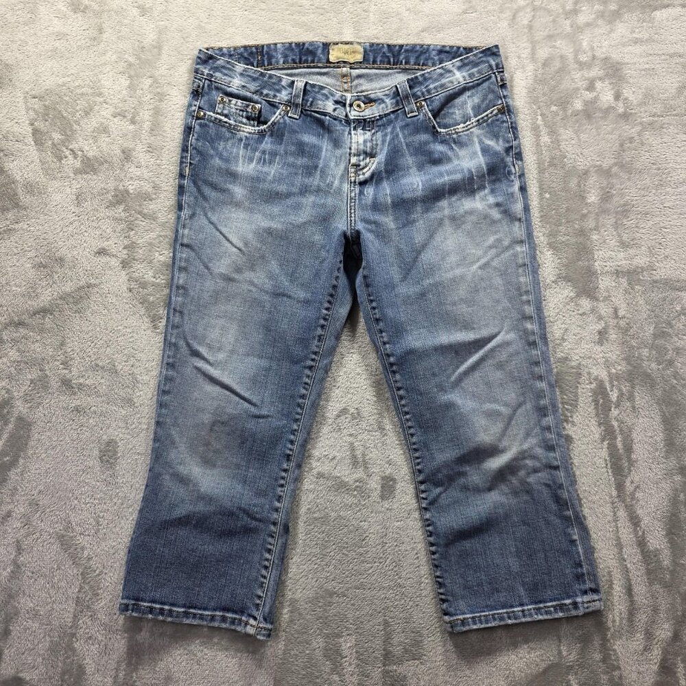 BKE Denim Jeans Womens 30 Medium Wash Straight Leg Distressed Stretch Pockets